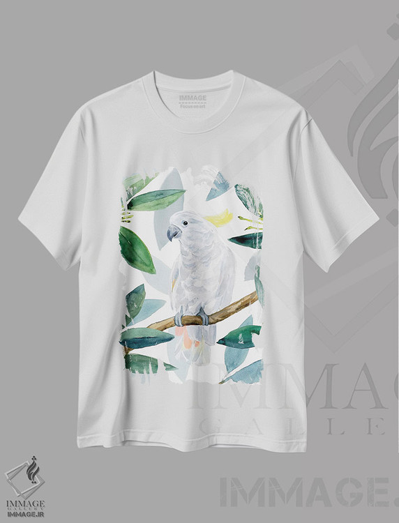 تیشرت طرح دار نشست طوطی کاکادو II، تزئینی اثر آنی وارن | immage.ir
