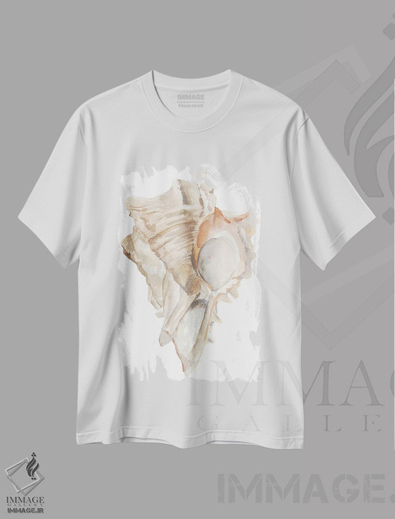 تیشرت طرح دار صدف دریایی IV، دکور ساحلی اثر آنی وارن | فروشگاه ایماژ