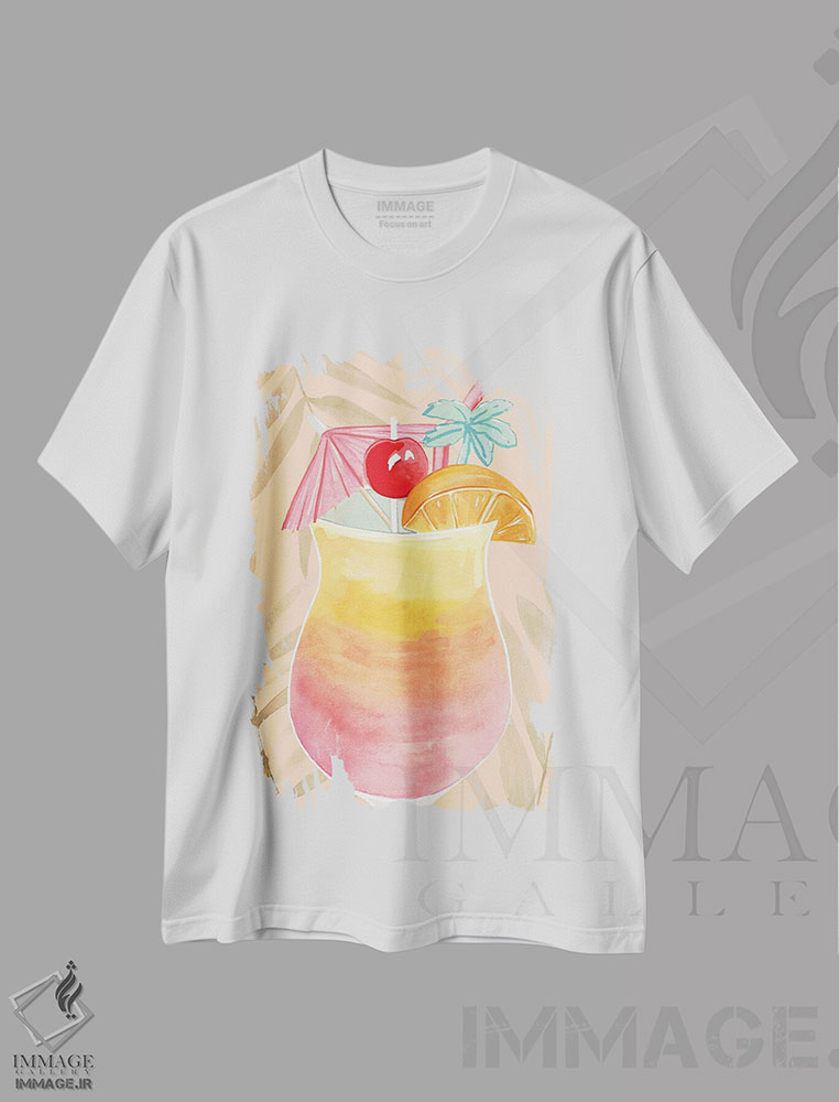 تیشرت طرح دار کوکتل گرمسیری IV، دکور ساحلی اثر آنی وارن | فروشگاه ایماژ