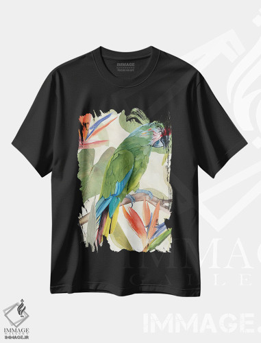تیشرت طرح دار ترکیب طوطی گرمسیری I، تزئینی اثر آنی وارن | فروشگاه ایماژ