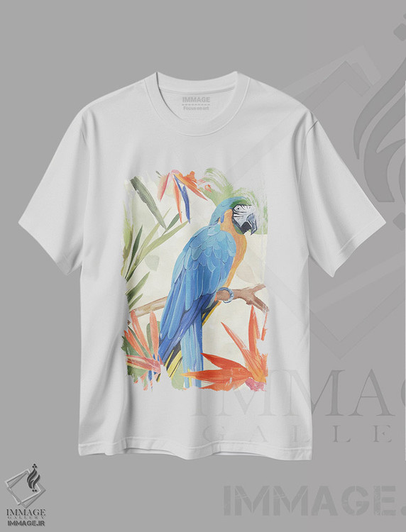 تیشرت طرح دار ترکیب طوطی گرمسیری IV، تزئینی اثر آنی وارن | فروشگاه ایماژ