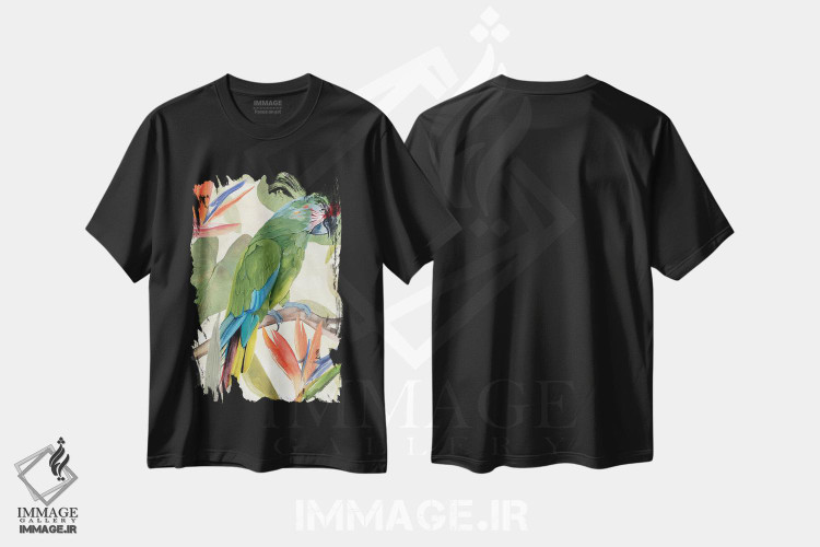 تیشرت طرح دار ترکیب طوطی گرمسیری I، تزئینی اثر آنی وارن | فروشگاه ایماژ
