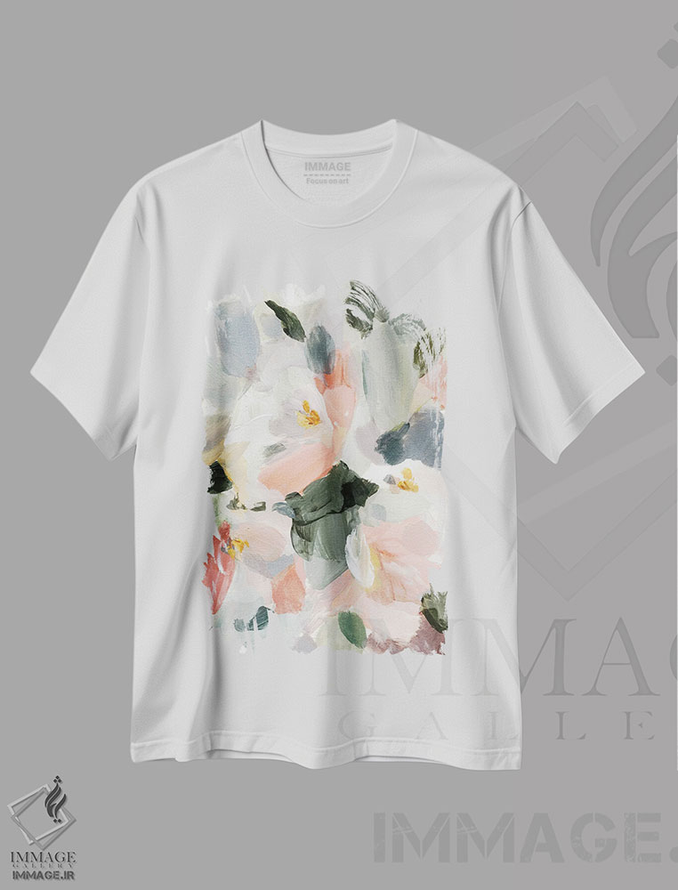 تیشرت طرح دار نرم مانند گلبرگ ها II، آبستره اثر آنی وارن | immage.ir