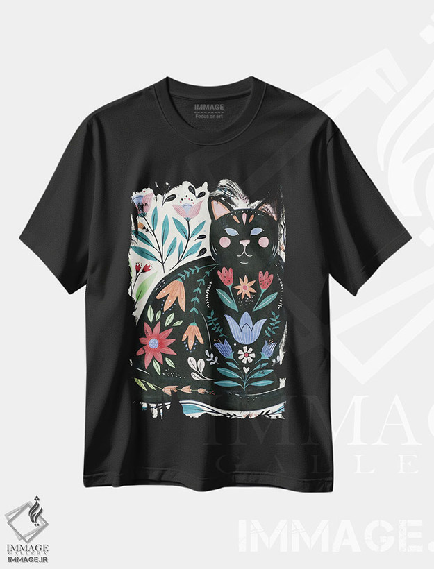 تیشرت طرح دار گربه محلی II، هنر عامیانه اثر آنی وارن | فروشگاه ایماژ