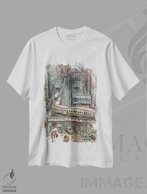 تیشرت طرح دار پشت پیچ، تزئینی اثر آرون ووتن | فروشگاه ایماژ