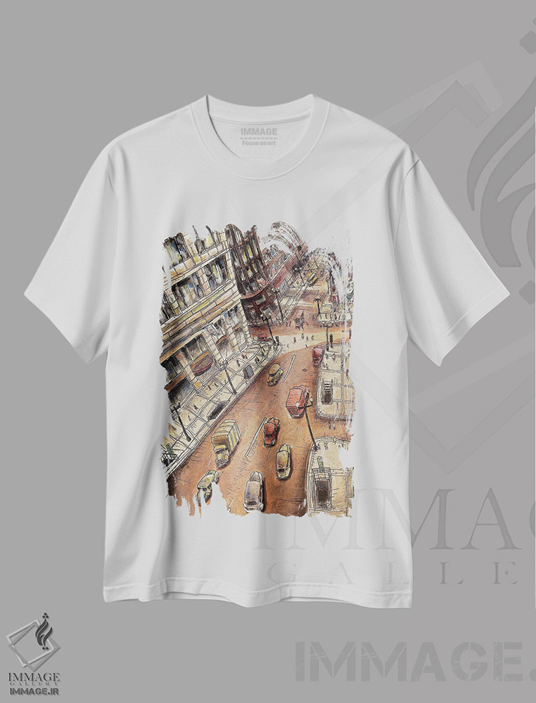 تیشرت طرح دار خیابان استیت ۱۹۵۲، تزئینی اثر آرون ووتن | فروشگاه ایماژ