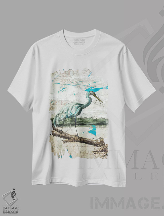 تیشرت طرح دار حواصیل میدوی II، هنر فاخر اثر آلیسون ویکـی | immage.ir