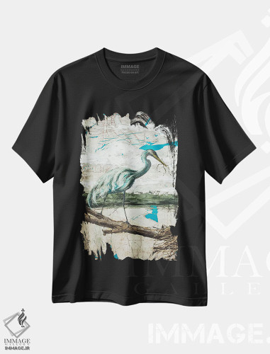 تیشرت طرح دار حواصیل میدوی II، هنر فاخر اثر آلیسون ویکـی | فروشگاه ایماژ