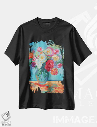 تیشرت طرح دار گلبرگ ها و پایداری، دکور معاصر اثر الکسی فاین | فروشگاه ایماژ