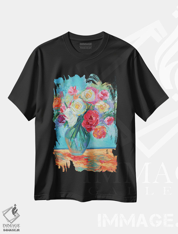 تیشرت طرح دار گلبرگ ها و پایداری، دکور معاصر اثر الکسی فاین | فروشگاه ایماژ