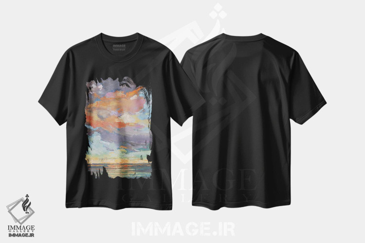 تیشرت طرح دار بازتاب ساحلی، دکور ساحلی اثر الکسی فاین | فروشگاه ایماژ