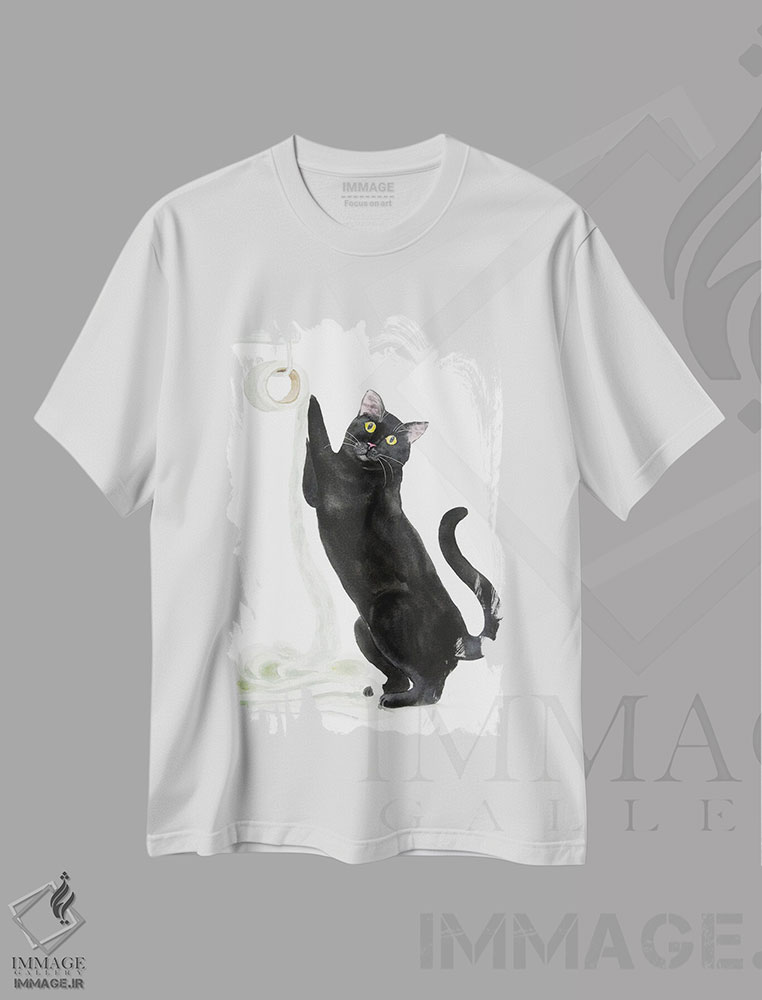 تیشرت طرح دار گربهٔ سیاه و دستمال توالت، دکور معاصر اثر آلکسی دیمیتریویچ شمیروف | فروشگاه ایماژ