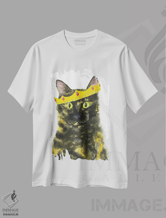 تیشرت طرح دار گربهٔ لاک پشتی تاج دار، مدیوم اثر آلکسی دیمیتریویچ شمیروف | فروشگاه ایماژ