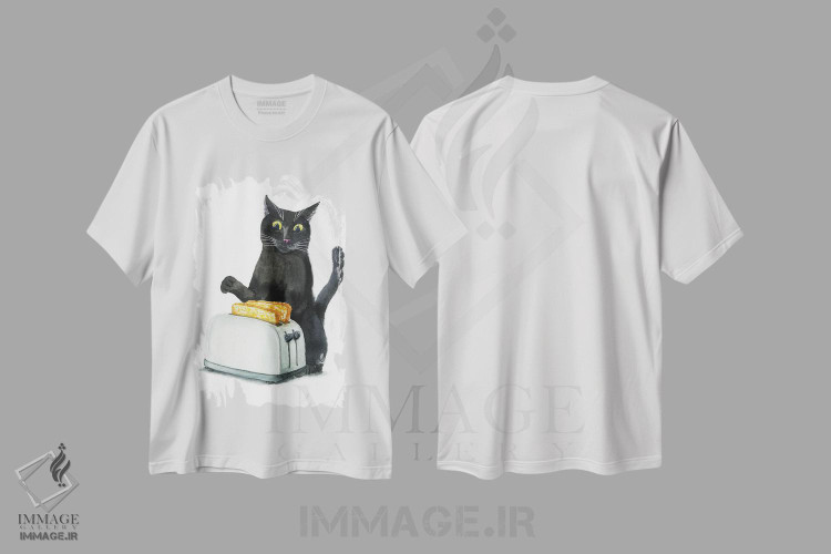 تیشرت طرح دار گربهٔ سیاه و توستر، مدیوم اثر آلکسی دیمیتریویچ شمیروف | فروشگاه ایماژ