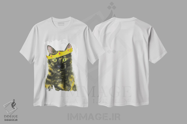 تیشرت طرح دار گربهٔ لاک پشتی تاج دار، مدیوم اثر آلکسی دیمیتریویچ شمیروف | فروشگاه ایماژ