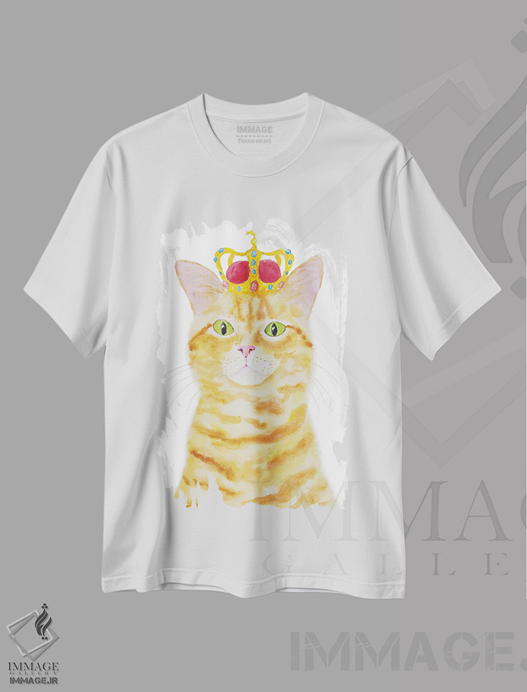 تیشرت طرح دار گربهٔ نارنجی تاج دار، مدیوم اثر آلکسی دیمیتریویچ شمیروف | immage.ir