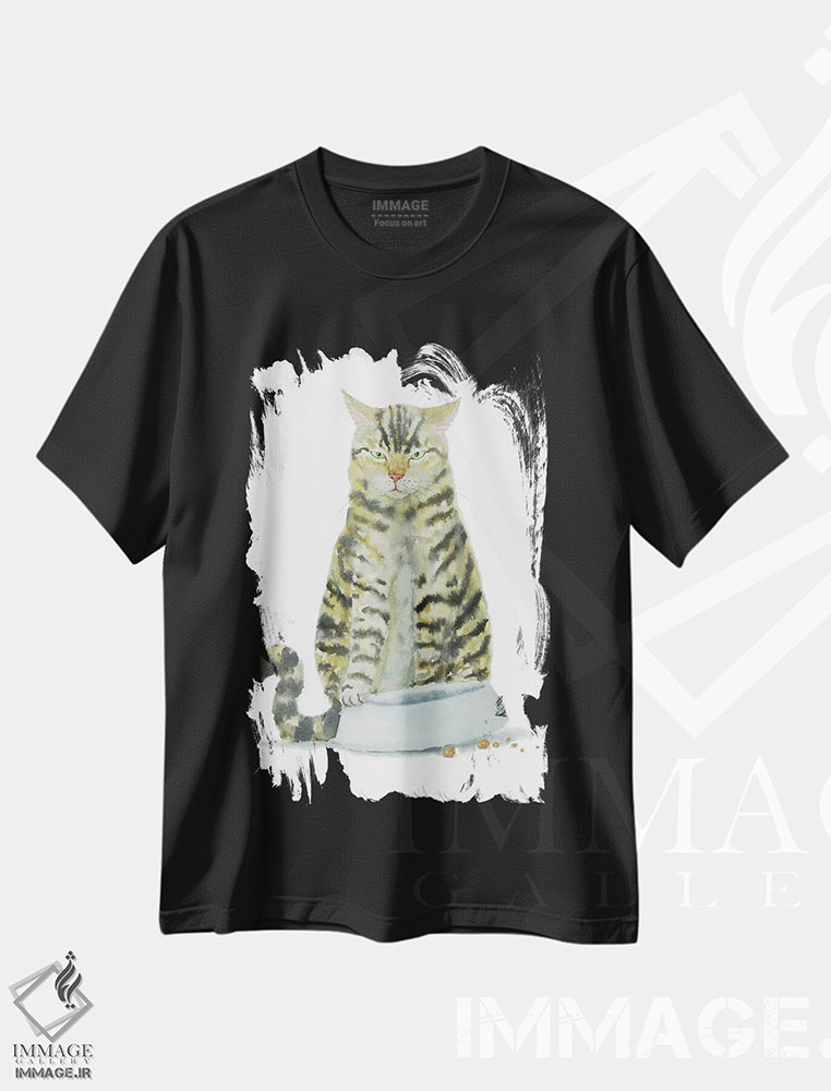تیشرت طرح دار گربهٔ راه راه گرسنه، مدیوم اثر آلکسی دیمیتریویچ شمیروف | فروشگاه ایماژ