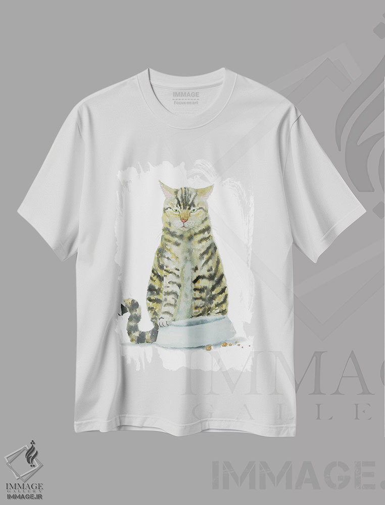 تیشرت طرح دار گربهٔ راه راه گرسنه، مدیوم اثر آلکسی دیمیتریویچ شمیروف | immage.ir