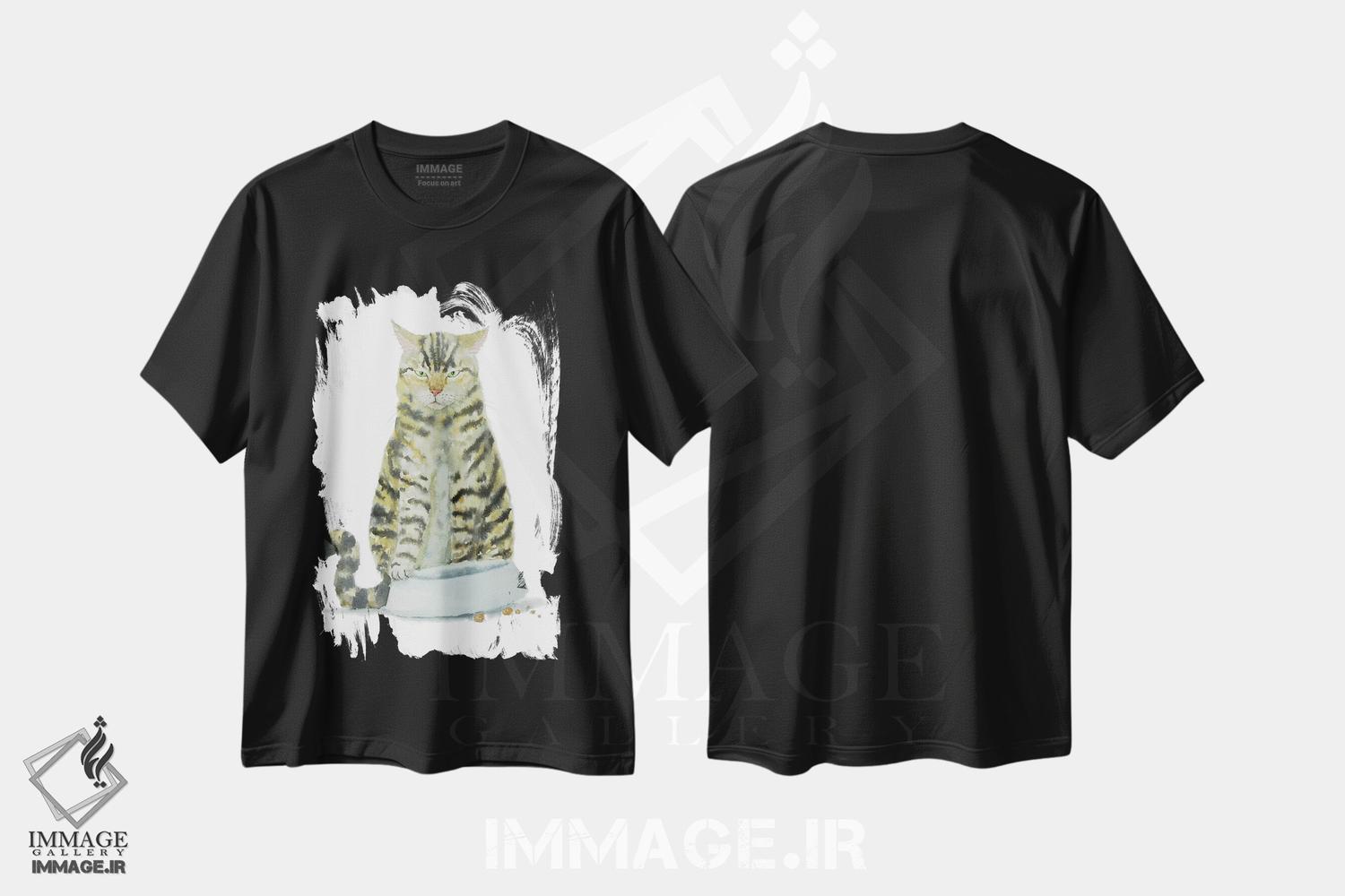 تیشرت طرح دار گربهٔ راه راه گرسنه، مدیوم اثر آلکسی دیمیتریویچ شمیروف | فروشگاه ایماژ