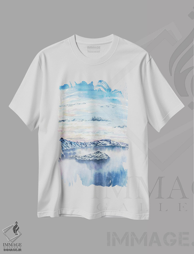 تیشرت طرح دار پارک ملی دریاچه دهانه آتشفشانی، مدیوم اثر آلکسی دیمیتریویچ شمیروف | immage.ir