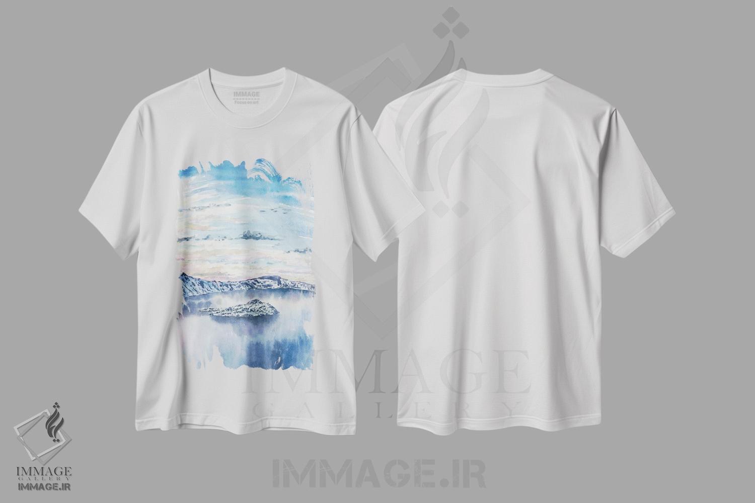 تیشرت طرح دار پارک ملی دریاچه دهانه آتشفشانی، مدیوم اثر آلکسی دیمیتریویچ شمیروف | immage.ir