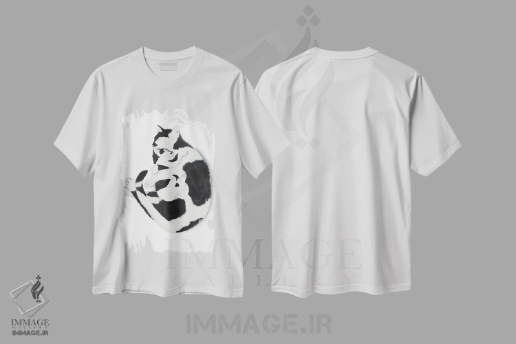 تیشرت طرح دار گربه مادر و بچه گربه، دکور معاصر اثر آلکسی دیمیتریویچ شمیروف | فروشگاه ایماژ