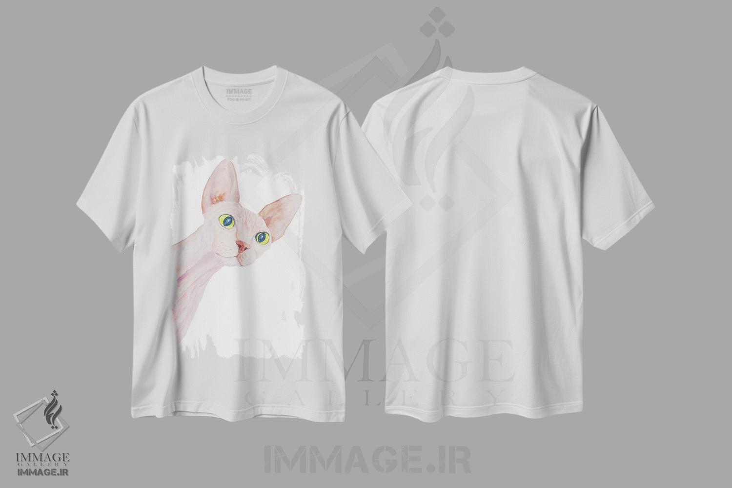 تیشرت طرح دار گربهٔ اسفینکس بامزه، دکور معاصر اثر آلکسی دیمیتریویچ شمیروف | immage.ir