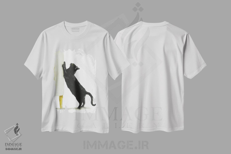 تیشرت طرح دار گربهٔ سیاه شیطون، دکور معاصر اثر آلکسی دیمیتریویچ شمیروف | فروشگاه ایماژ