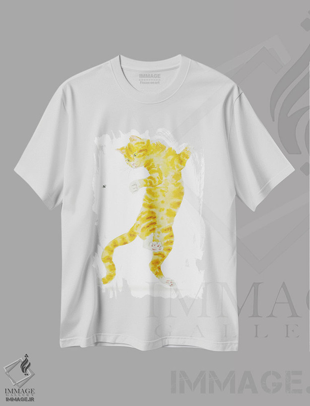 تیشرت طرح دار گربهٔ نارنجی و مگس، دکور معاصر اثر آلکسی دیمیتریویچ شمیروف | فروشگاه ایماژ