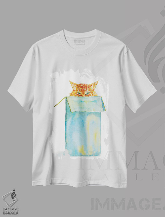 تیشرت طرح دار گربهٔ نارنجی ناقلا در جعبه، دکور معاصر اثر آلکسی دیمیتریویچ شمیروف | immage.ir