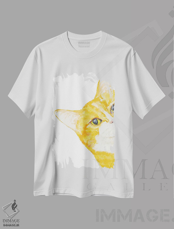 تیشرت طرح دار گربهٔ نارنجی در حال سرک کشیدن، دکور معاصر اثر آلکسی دیمیتریویچ شمیروف | immage.ir