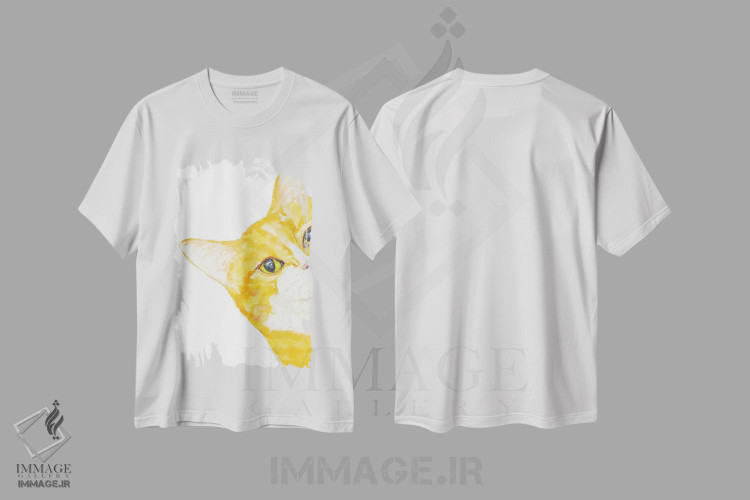 تیشرت طرح دار گربهٔ نارنجی در حال سرک کشیدن، دکور معاصر اثر آلکسی دیمیتریویچ شمیروف | immage.ir