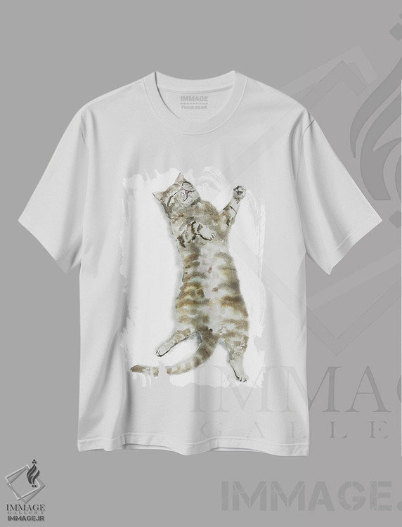 تیشرت طرح دار گربهٔ راه راه خوابیده I، دکور معاصر اثر آلکسی دیمیتریویچ شمیروف | immage.ir
