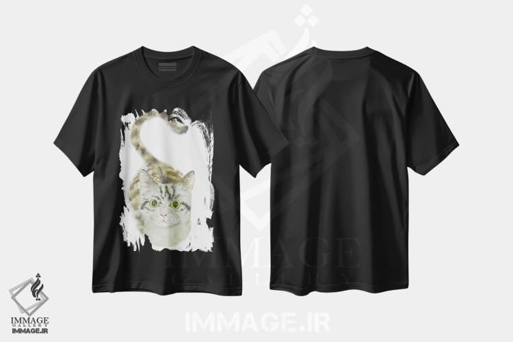 تیشرت طرح دار گربهٔ راه راه نشسته، دکور معاصر اثر آلکسی دیمیتریویچ شمیروف | immage.ir