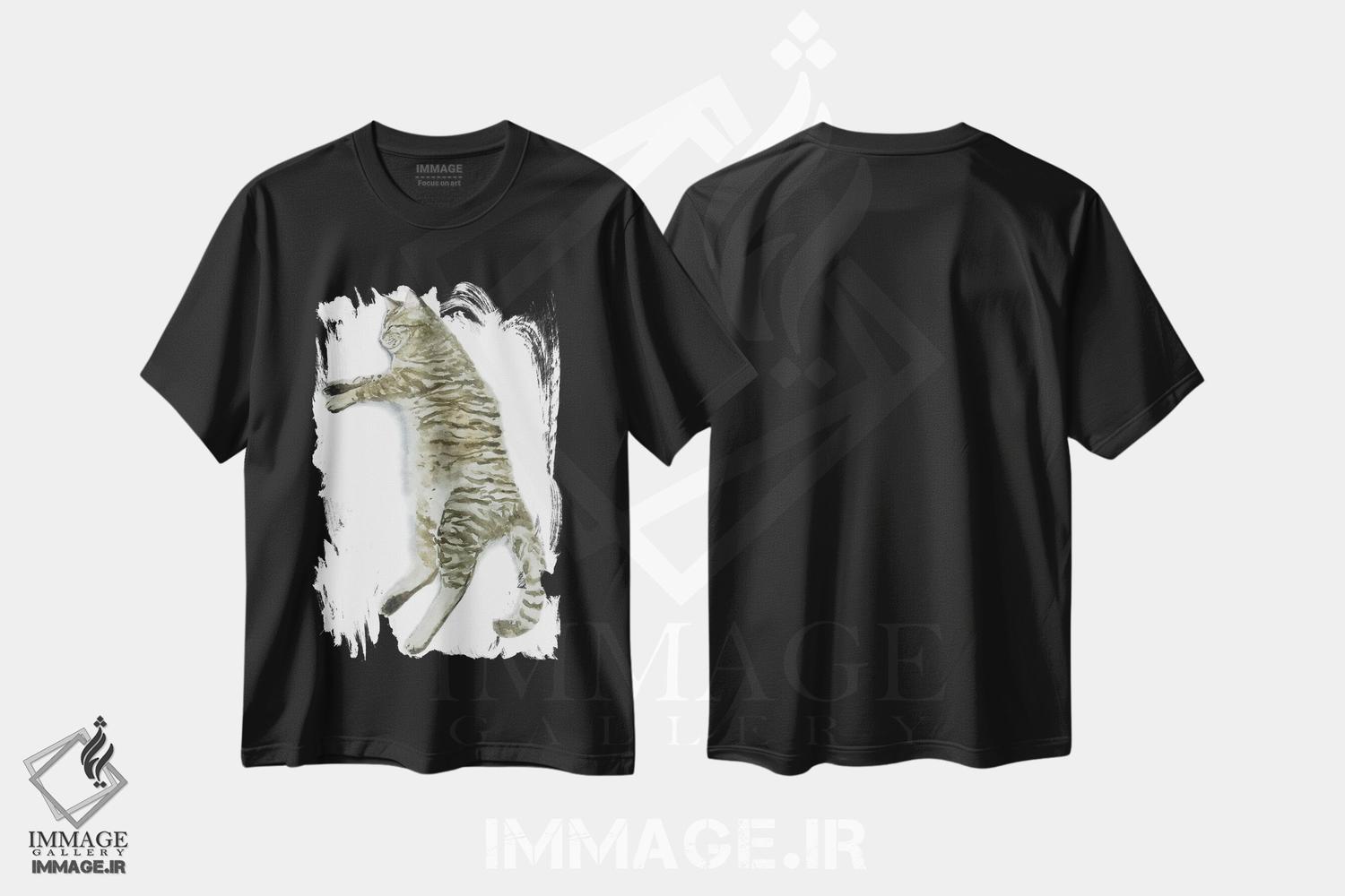 تیشرت طرح دار گربهٔ راه راه خوابیده II، دکور معاصر اثر آلکسی دیمیتریویچ شمیروف | immage.ir