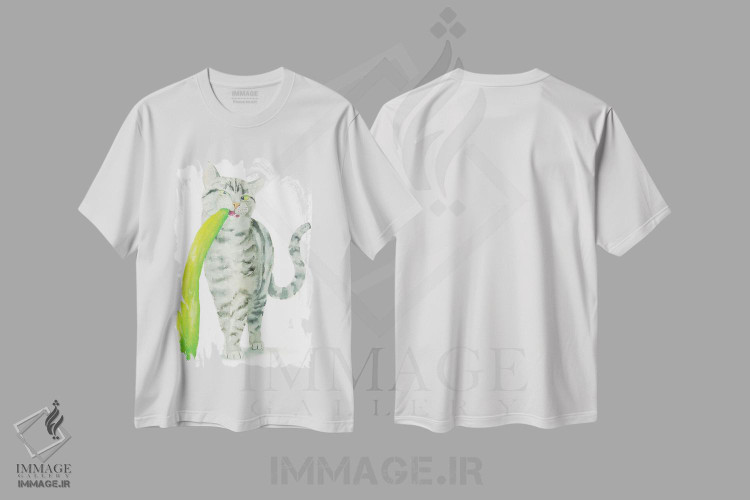 تیشرت طرح دار گربهٔ راه راه و خیار، دکور معاصر اثر آلکسی دیمیتریویچ شمیروف | immage.ir