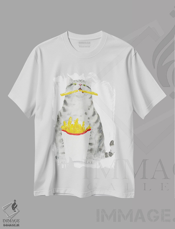 تیشرت طرح دار گربهٔ راه راه و سیب زمینی سرخ کرده، دکور معاصر اثر آلکسی دیمیتریویچ شمیروف | immage.ir