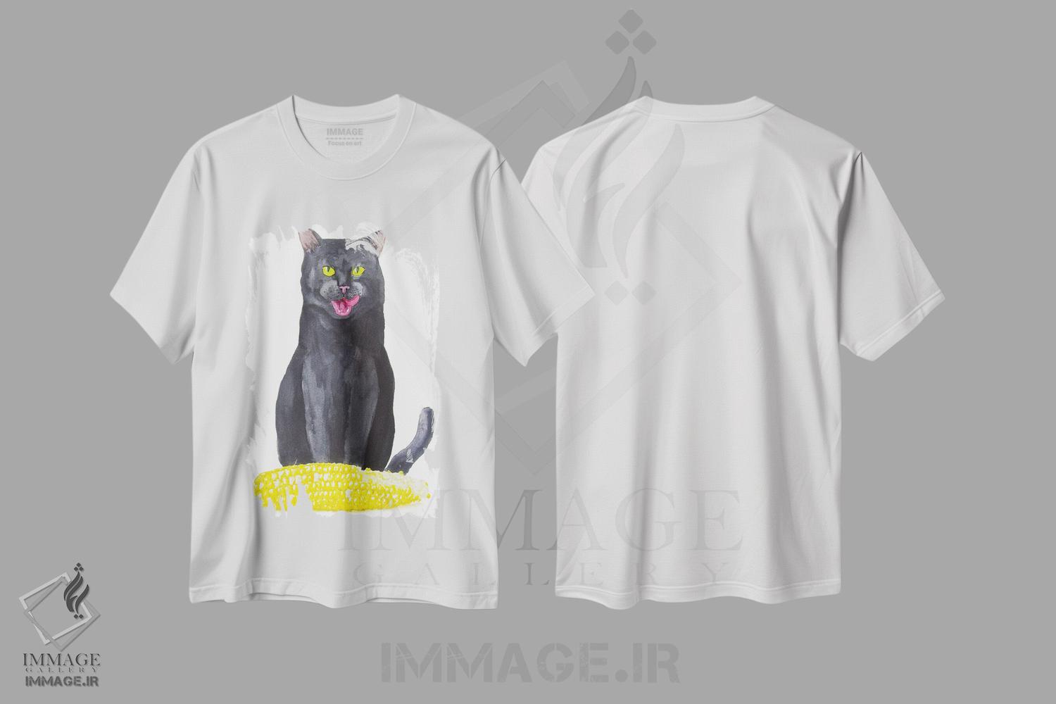 تیشرت طرح دار گربهٔ سیاه و ذرت، دکور معاصر اثر آلکسی دیمیتریویچ شمیروف | فروشگاه ایماژ