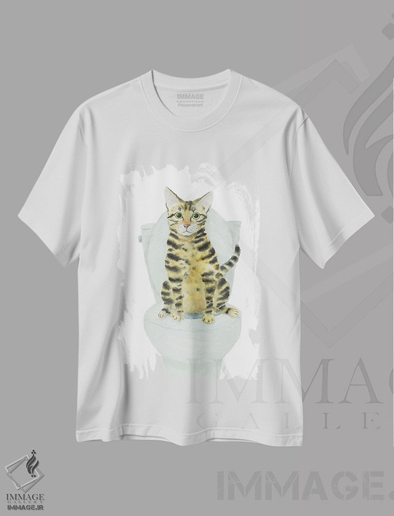 تیشرت طرح دار زمان توالت گربهٔ راه راه، دکور معاصر اثر آلکسی دیمیتریویچ شمیروف | فروشگاه ایماژ