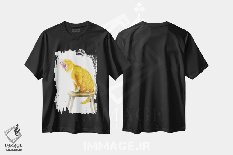 تیشرت طرح دار گربه ی نارنجی در حال خمیازه، دکور معاصر اثر آلکسی دیمیتریویچ شمیروف | immage.ir