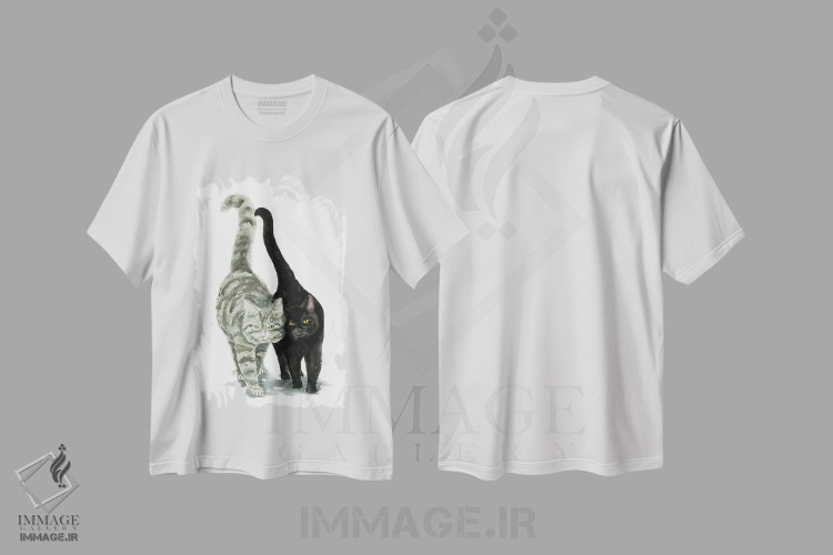 تیشرت طرح دار گربه ی سیاه و گربه ی خالدار، دکور معاصر اثر آلکسی دیمیتریویچ شمیروف | immage.ir
