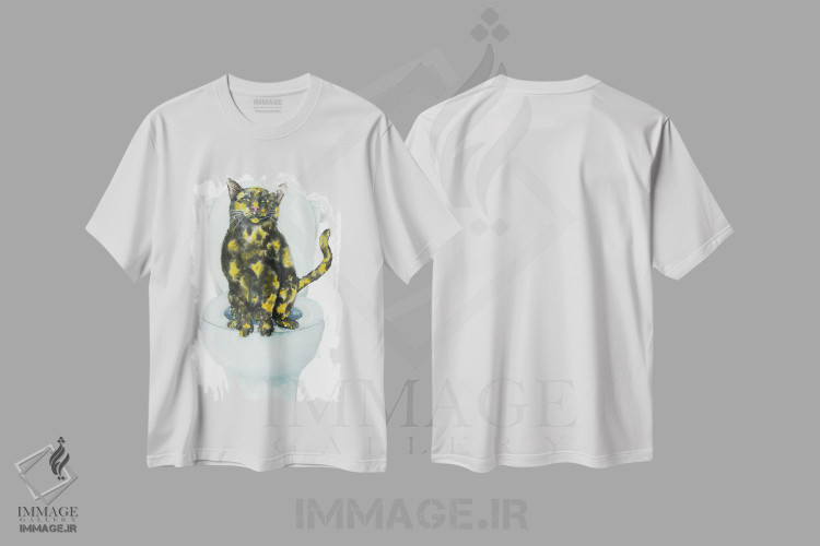 تیشرت طرح دار گربه ی لاک پشتی روی توالت، مدیوم اثر آلکسی دیمیتریویچ شمیروف | immage.ir