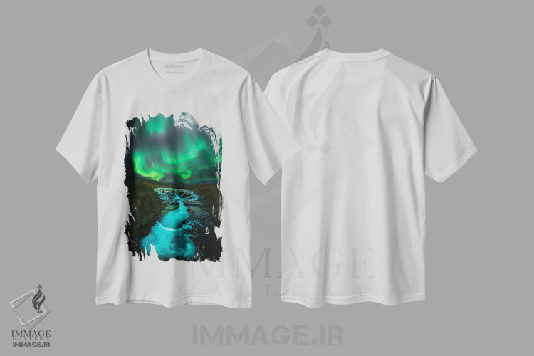 تیشرت طرح دار شفق قطبی بر فراز بروآرفوس ایسلند، مدیوم اثر الکساندر اسلاوتسکی | immage.ir