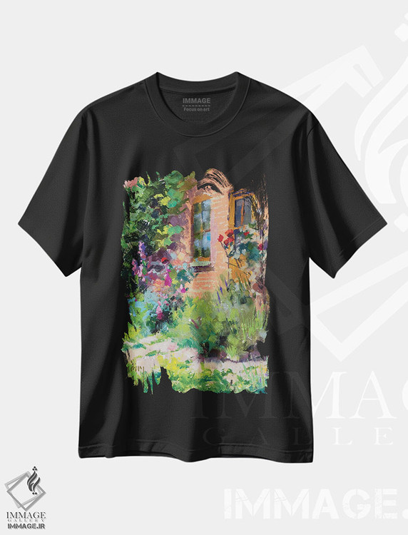 تیشرت طرح دار یک باغ انگلیسی، هنر فاخر معاصر اثر الکس کلی | immage.ir