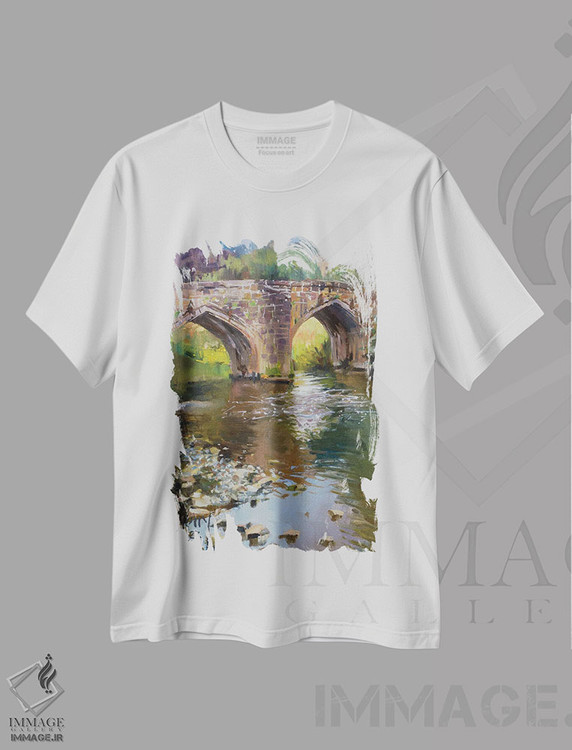 تیشرت طرح دار پل بر فراز رودخانه دورونت، هنر فاخر معاصر اثر الکس کلی | immage.ir