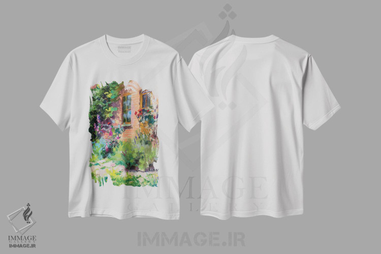 تیشرت طرح دار یک باغ انگلیسی، هنر فاخر معاصر اثر الکس کلی | فروشگاه ایماژ