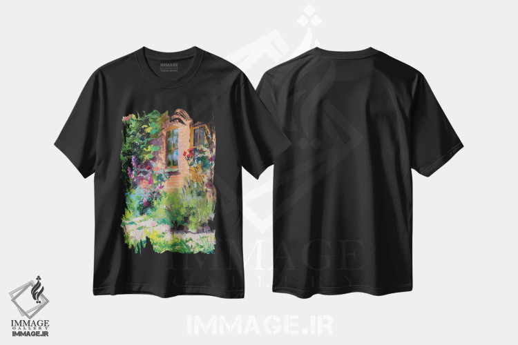 تیشرت طرح دار یک باغ انگلیسی، هنر فاخر معاصر اثر الکس کلی | immage.ir