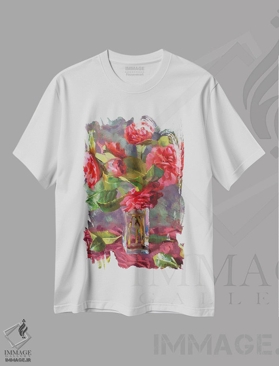 تیشرت طرح دار کاملیا، هنر فاخر معاصر اثر الکس کلی | immage.ir
