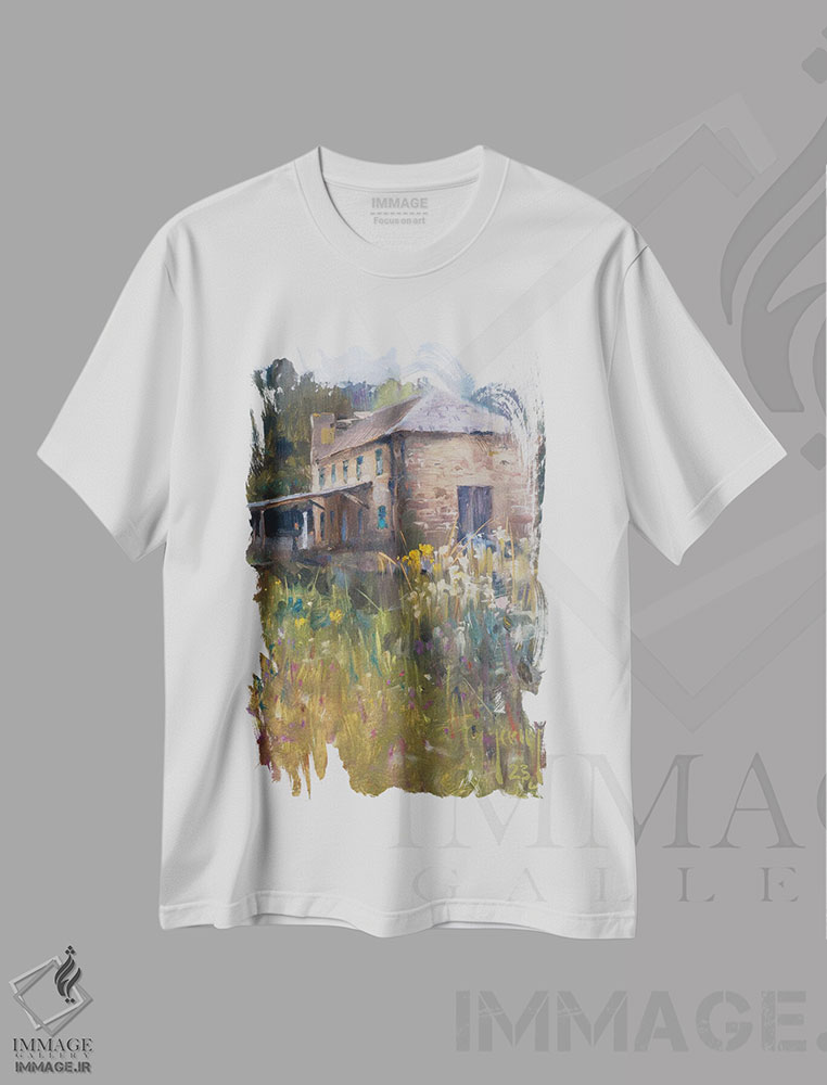 تیشرت طرح دار کنار کانال در کارخانه های کرامفورد، هنر فاخر معاصر اثر الکس کلی | immage.ir