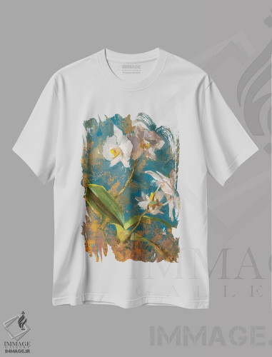 تیشرت طرح دار ارکیده، هنر فاخر معاصر اثر الکس کلی | فروشگاه ایماژ